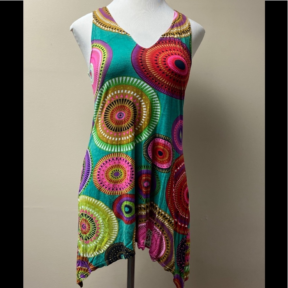 Aller Simplement Asymmetrical Boho Tank Dress Sz M - image 2